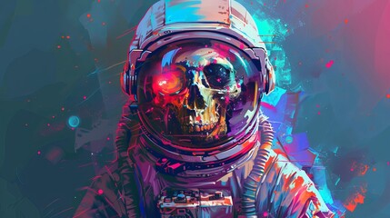 Cool spacey zombie astronaut wearing a helmet art