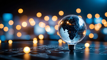  Digital image of Globe.  Futuristic global internet network background.