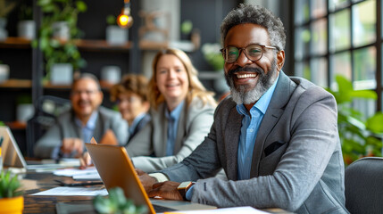 group of senior citizens attending a computer literacy class, learning new skills
