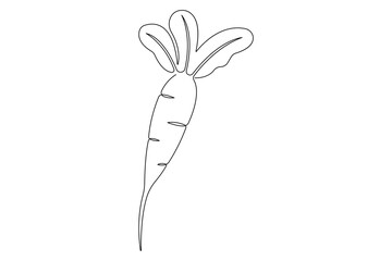 Single one line drawing of whole healthy organic radish icon, fresh vegetable concept vector illustration
