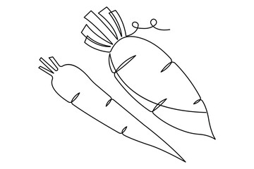 Single one line drawing of whole healthy organic radish icon, fresh vegetable concept vector illustration
