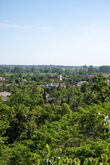 Fototapeta premium Wonderful view from Petrovaradinska tvrdjava in Novi Sad, Serbia. This medieval fortress is famous and often visited.