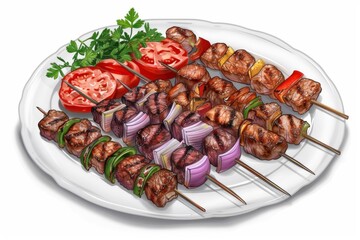 Juicy kebabs marinated to perfection, grilled to a tender and flavorful delight. Perfect for any outdoor gathering or barbecue party.
