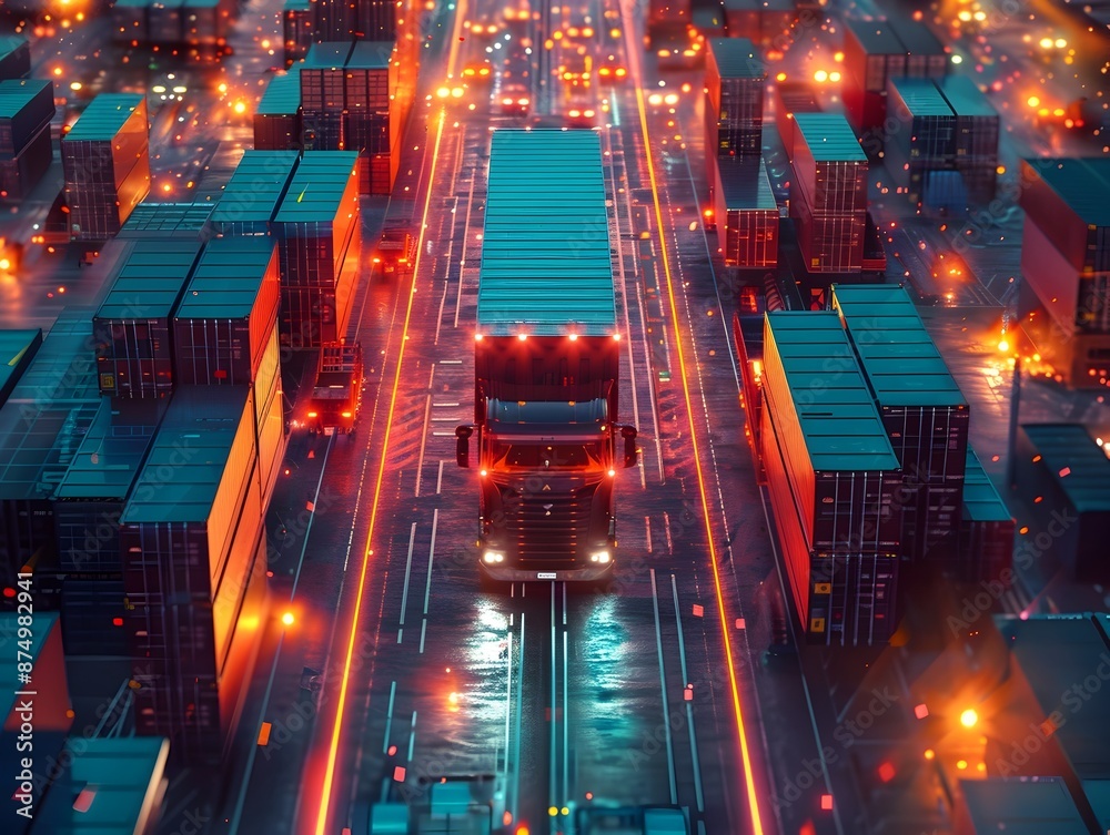 Poster ai powered logistics hub optimizing distribution with real time data analytics
