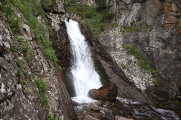 Shumka waterfall. It is located in dombay, a mountainous and wooded area.