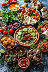 Flavorful Middle Eastern Mezze Platter, Exotic, Diverse, Shareable, Cultural Experience, Traditional 