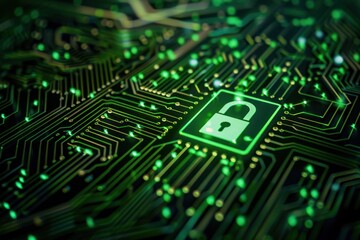 Cybersecurity banner, with green color tone