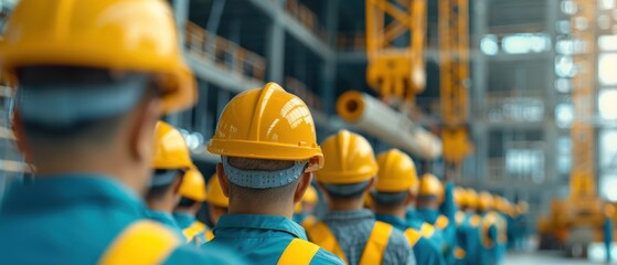 Fototapeta premium Construction Team Directing Crane Operation at Building Site