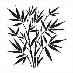 Naklejka premium bamboo leave silhouette, vector black color silhouette