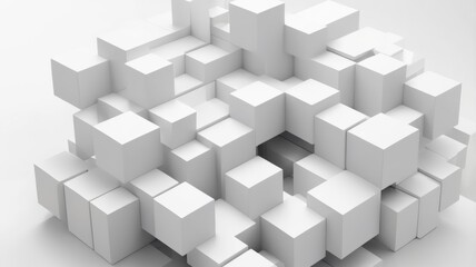 Obraz premium Abstract geometric blocks on white background, 3d render