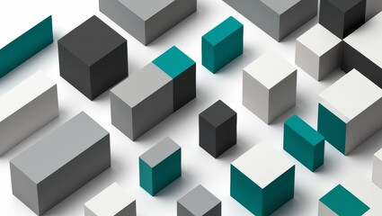 Obraz premium Abstract geometric blocks on white background, 3d render