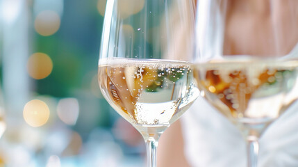 Elegant Party Toast with Champagne Sparkling Wine. Fine Dining Experience for Celebrations