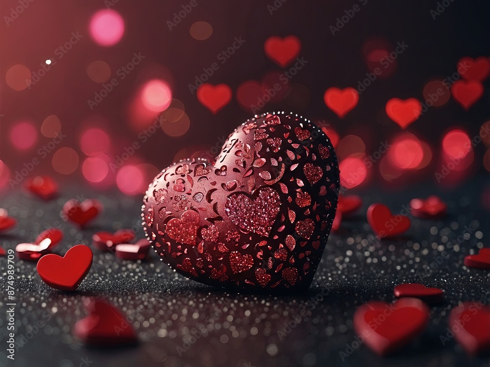 Wall mural valentine day background hearts and bokeh background.