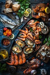 Seafood Extravaganza, Ocean Fresh, Grilled Delights, Maritime, Coastal Charm, 