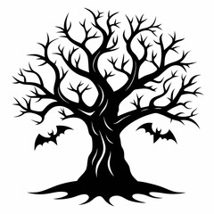gothic tree for halloween black vector silhouette