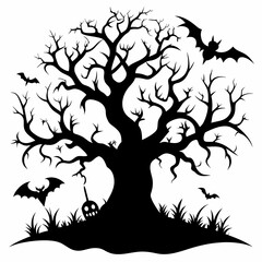 gothic tree for halloween black vector silhouette