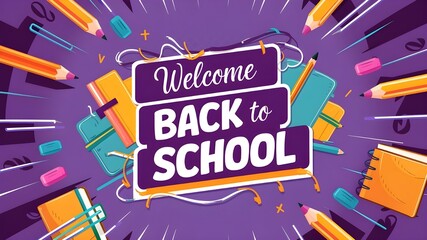 Fototapeta premium Back to school animated background