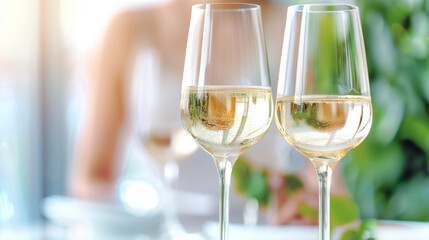 Elegant Dining with White Wine. Fine Dining Experience