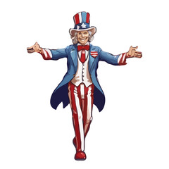Obraz premium Uncle Sam shines in American flag colors, perfect for 4th of July, Christmas, and Halloween t-shirt designs with a dash of USA pride and festive spirit