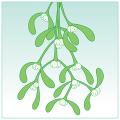 Hanging Bouquet of Festive Mistletoe on a cool background