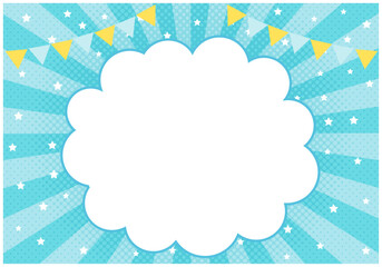 夏の雲の集中放射フレーム背景2緑色