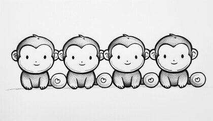 Hand-Drawn Playful Monkey Cartoon Characters