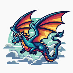 Dragon cartoon mascot vector illustration
