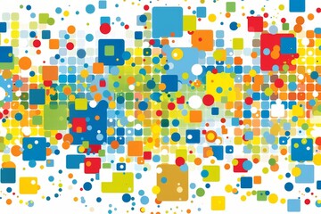 Colorful squares in a vibrant and dynamic pattern, abstract digital design