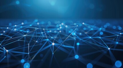 Obraz premium Abstract Blue Network with Glowing Points