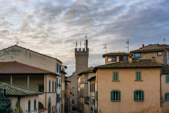 Priori Palace Castle Amidst Buildings in Arezzo, Tuscany
