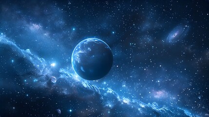 Obraz premium Cosmic Frame with Stellar Planets and Deep Space Backdrop Isolated Cosmic with Copy Space