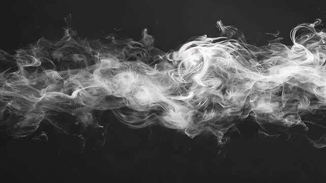 Abstract smoke moves on a black background, Abstract texture, Cloud of smoke, White smoke on a black background