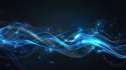 Fototapeta premium Abstract Blue Waves With Glimmering Lights