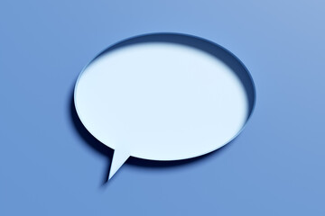 Blank speech bubble on blue background.