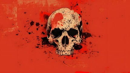 skull with blood background concept