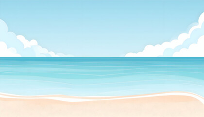 Abstract Watercolor vintage Paradise Clear Blue Waters, no text, copy space, Generative AI.