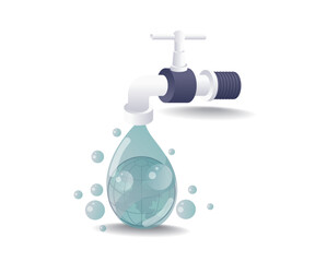 Water Flowing from the Tap flat illustration