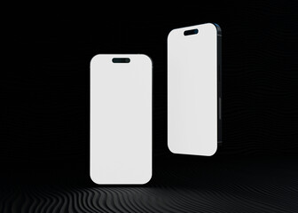 Mobile phone screen on black background mockup 