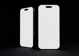 Mobile phone screen on black background mockup 