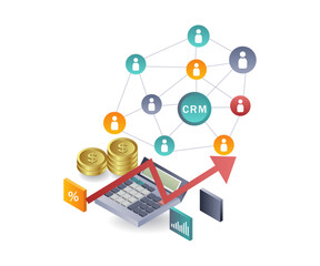 Startup Revenue with CRM Systems flat illustration