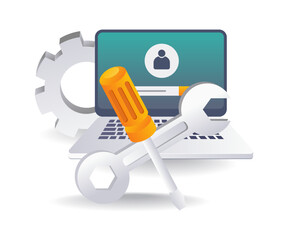 Optimizing Computer Performance flat illustration