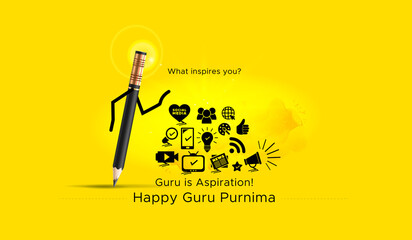 Happy Guru purnima or teacher's day creative concept.