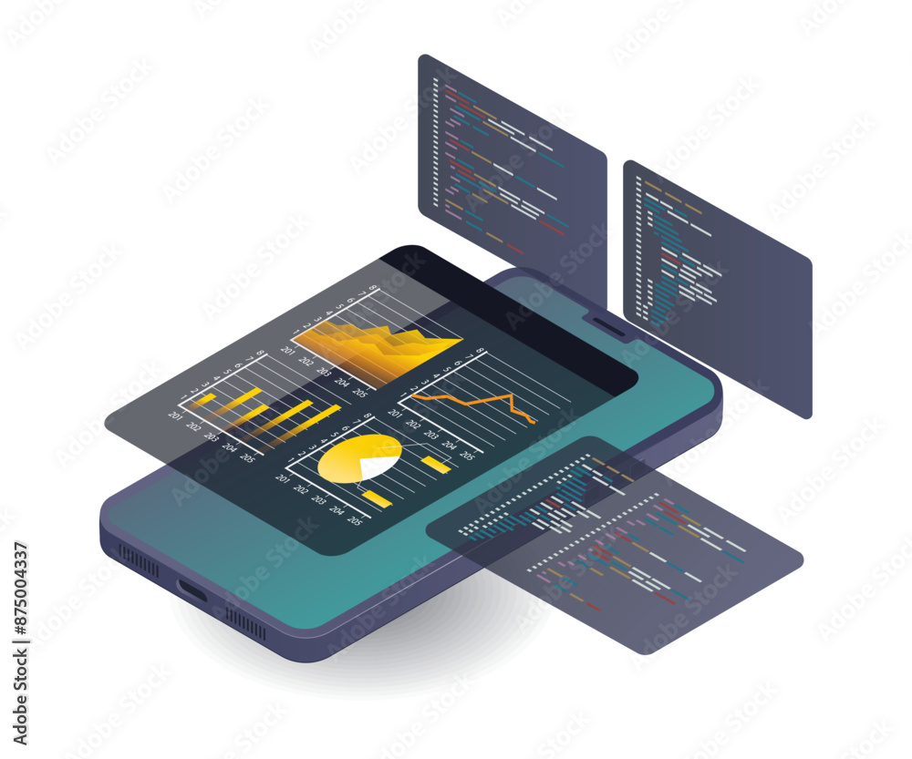 Leinwandbilder Programming Language Data Analysis in Smartphone App Development