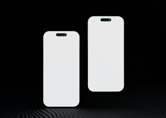 Mobile phone screen on black background mockup 