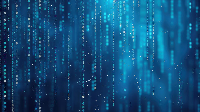 Engaging abstract digital background with a touch of science and technology elements like Matrix and Binary Code.
