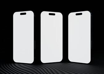 full screen smartphone on black background mockup 