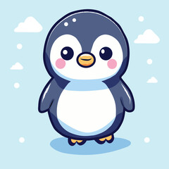 Cute Penguin Standing Cartoon Vector