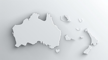 Fototapeta premium Detailed Australia map in sleek grey on a clean white backdrop for educational or design use.