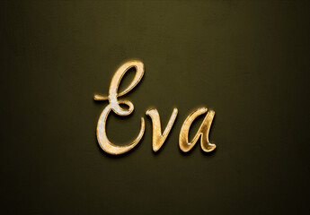 Old gold text effect of French name Eva with 3D glossy style Mockup.