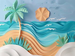 Childish applique, concept of the sea and sandy shore